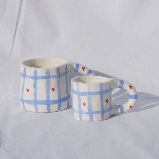 Striped heart blue mug