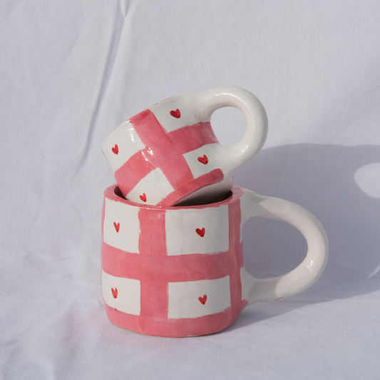 Striped heart mug